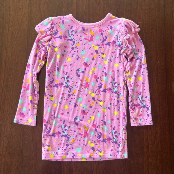 Little Sleepies Pink Paint Party Long Sleeve Flutter Tee Size 2T - Picture 1 of 3